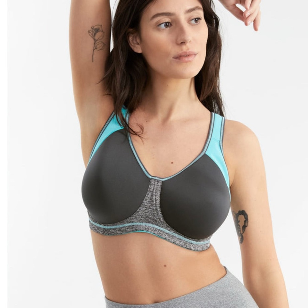 NWT Freya Underwire Sonic Sports Bra | High Impact Grey Teal 36K